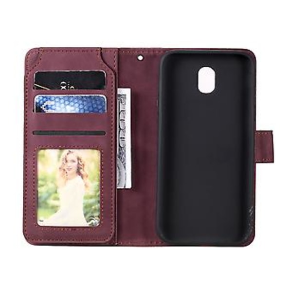 Læderetui med hudfornemmelse til Samsung Galaxy J5 2017 Wine Red