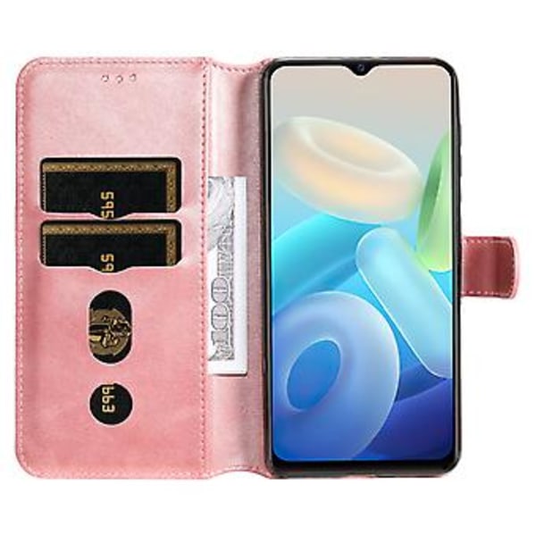 Læderetui til vivo Y55 5G / Y75 5G / T1 5G Rose Gold