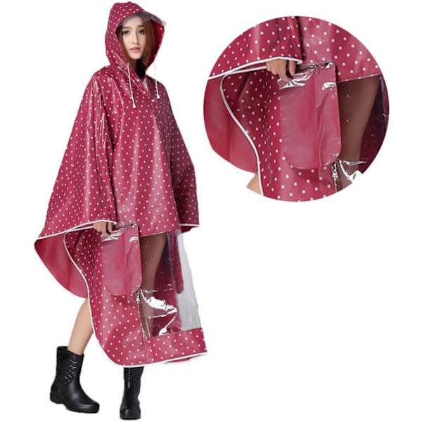 1 stk. Regnponcho for menn og kvinner, vanntett, med hette og tykt stoff