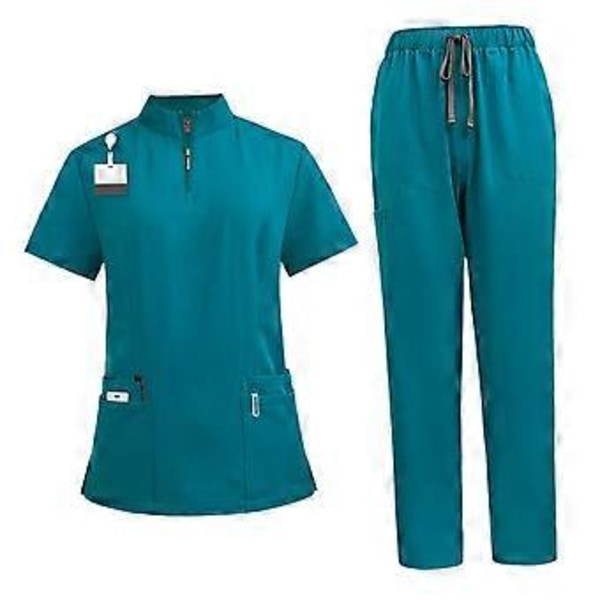 Skrubbsett Myk Topp og Joggebukser for Dyrepleier Skjønnhetssalong SPA Kosmetologi (Lyseblå XL) Light Blue XL