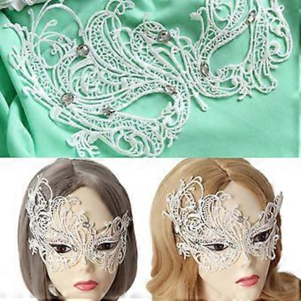 Maskeradmask för kvinnor, sexig spetsmask för Halloween-maskerader, karnevaler, fester, baler, middagsbjudningar, bröllop, vit