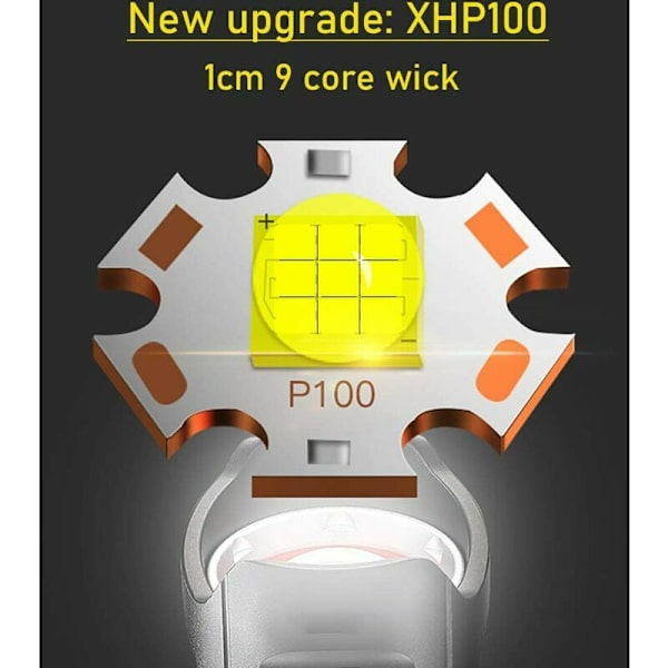 Starkt Ljus P99 LED Ficklampa Utomhus USB Ut- och Ingångs Laddning