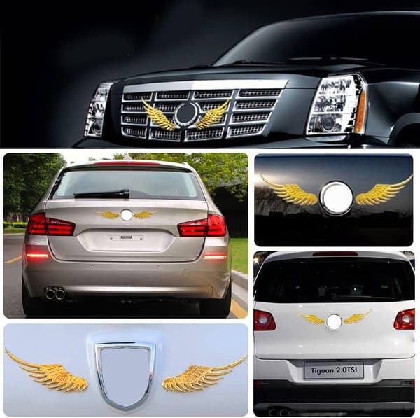 3D-dekaler (1 par) (Silver) Metalliska vingar Auto Metal Sticker C