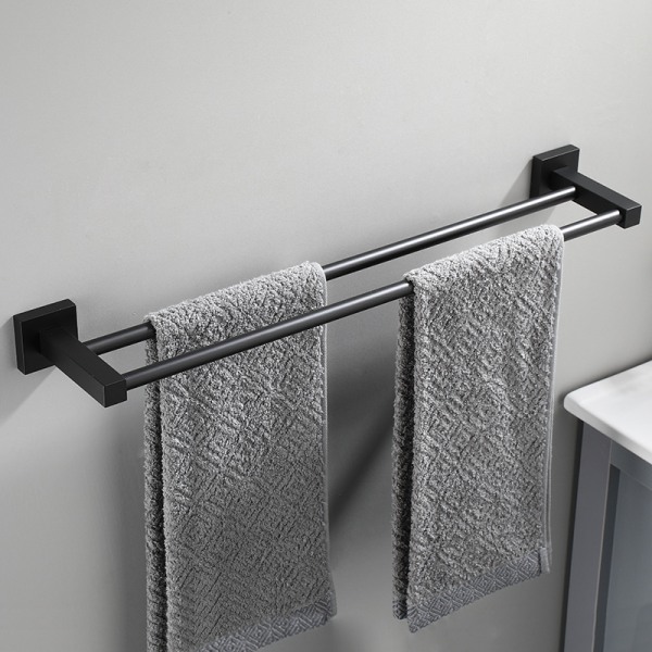 Badeværelses Håndklædeholder, Væghængt Håndklæde Stang, Sort, 50cm