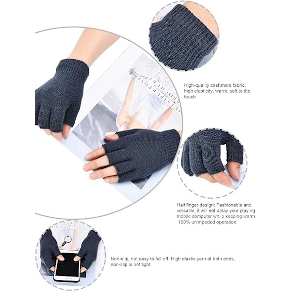 C-4 Par Fingerlösa Vantar Vinter Halvfinger Vantar Enfärgade Stickade