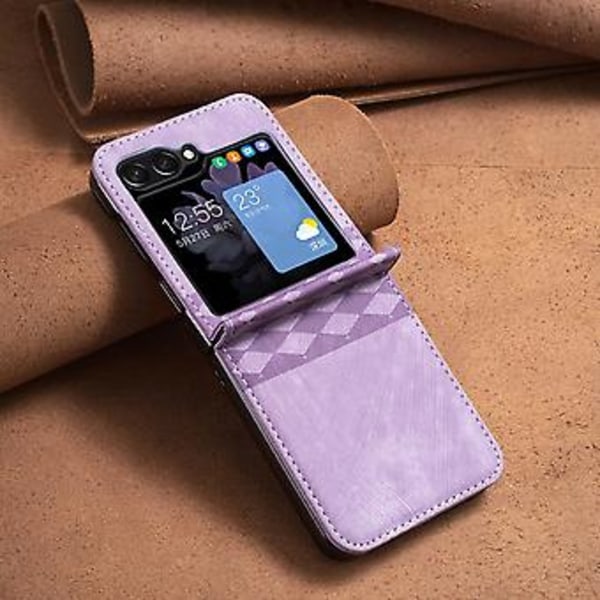 Plaid Præget Læder Etui Til Samsung Galaxy Z Flip6