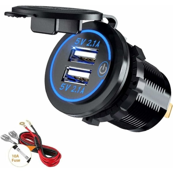 Billadapter USB-lader Billadapter USB-kontakt 5V 4.2A Rask lading med LED-skjerm