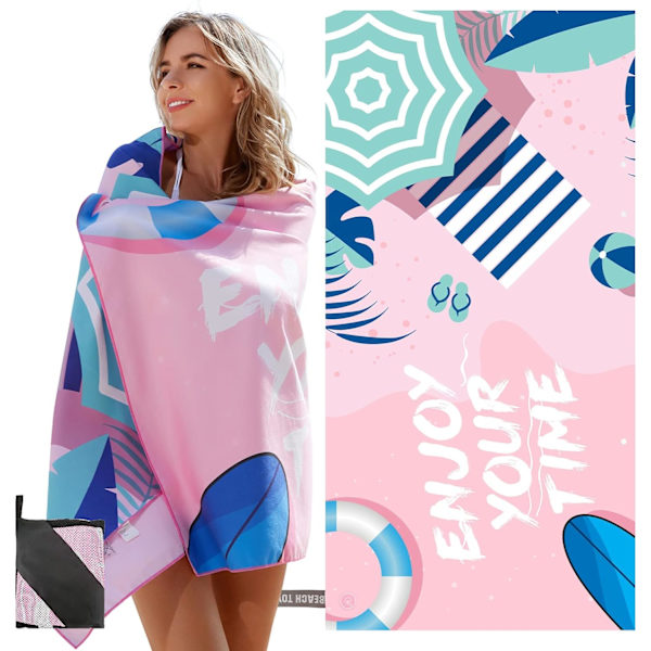 Strandhandduk med UV-etiketter, Strandmatta, Mikrofibermaterial, Ingen S