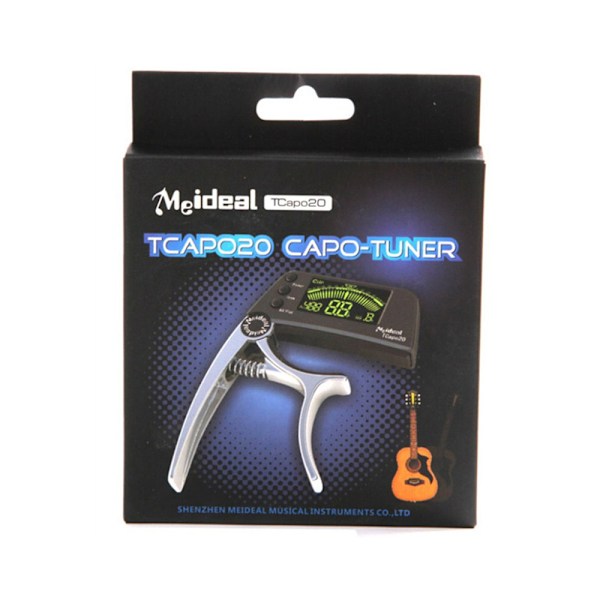 Original guitar stemmer, Capo hurtig skift nøgle, 2-i-1 Capo stemmer metal, egnet til elektrisk guitar bas halvtone, sort