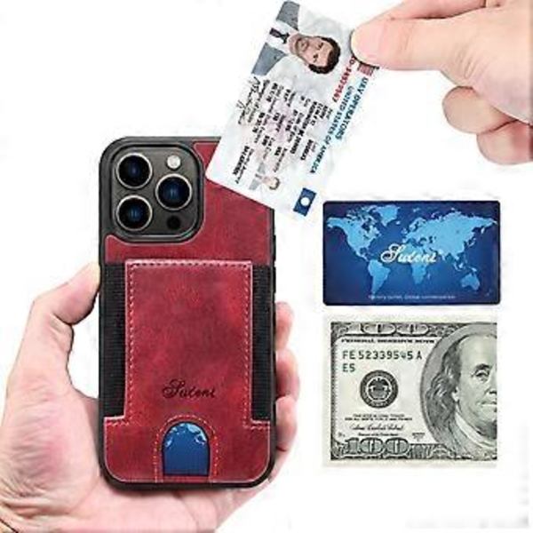 Slimmat Kortfodral Designat för iPhone11 - Plånboksfodral med Korthållare - Skyddande/Reptåligt - Kompatibelt med Apple iPhone Red iPhone11