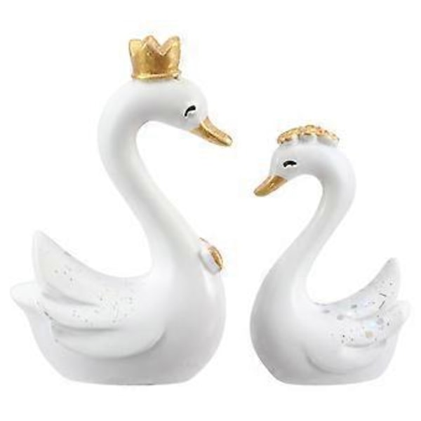 2 stk. Harpiks Svanedekoration Bryllup Svanekunst DIY Svane Ornament Bilpynt