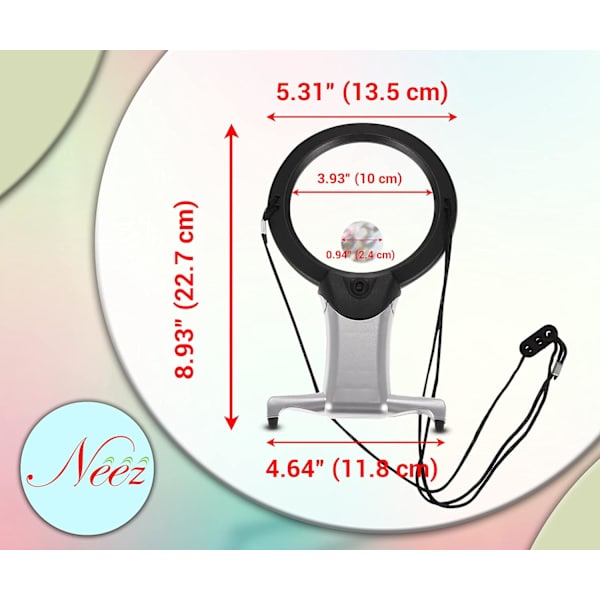 2 i 1 handsfree jätte läsförstoringsglas med LED-ljus 22,2 x 1
