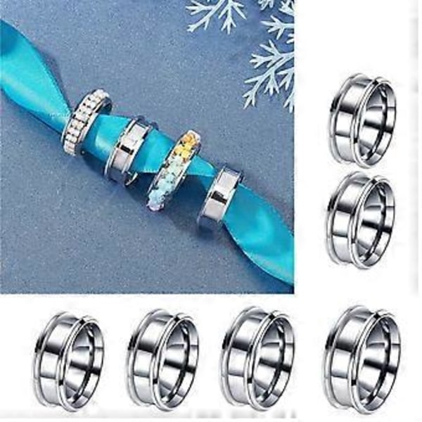 Sett med 6 Rillede Fingerringer Moderne Tomme Ringer DIY Ringer Materiale Rustfritt Stål Materiale Egnet for DIY Ringer Black