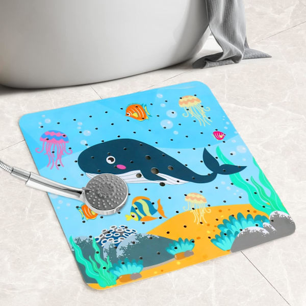 1 st Whale halkfri duschmatta, 53 x 53 CM maskintvättbar bad M
