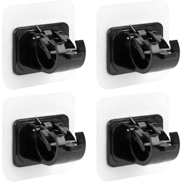 6 * 6 svart 4-delt gardinstang klistremerkekrok, gjennomsiktig gardin