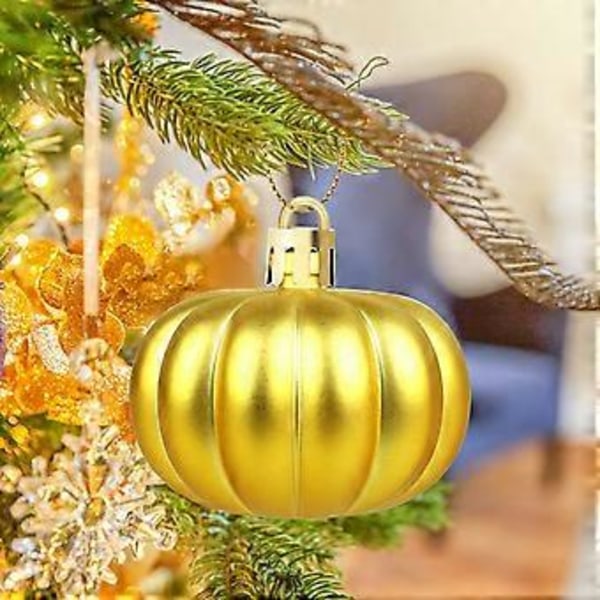 Halloween-kummitusjuhlan kurpitsariipus joulupallokoriste palloriipus painettu mattavärinen pallo 12 kpl Gold