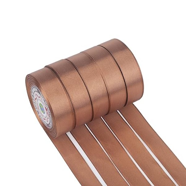 (Bronze)Deals-Global Satinbånd, 5 ruller 22m Satinbånd Rulle