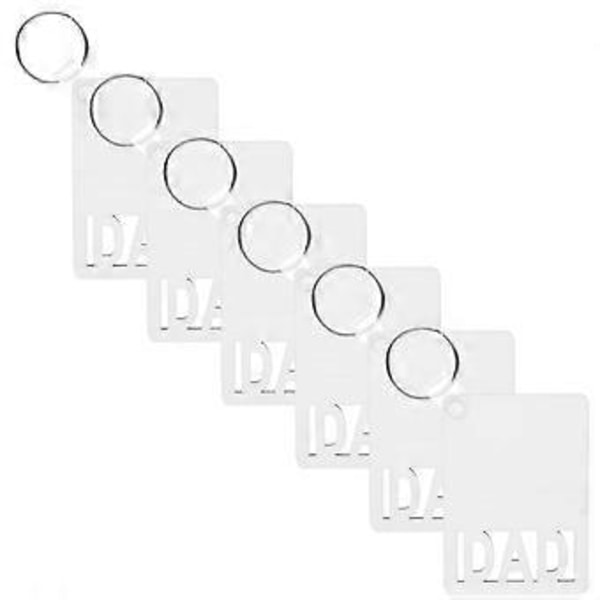 6 stk. Sublimering Blankt Nøkkelring DIY Varmeoverføring Nøkkelring Sublimering Nøkkelring for Dekor (Pappa)