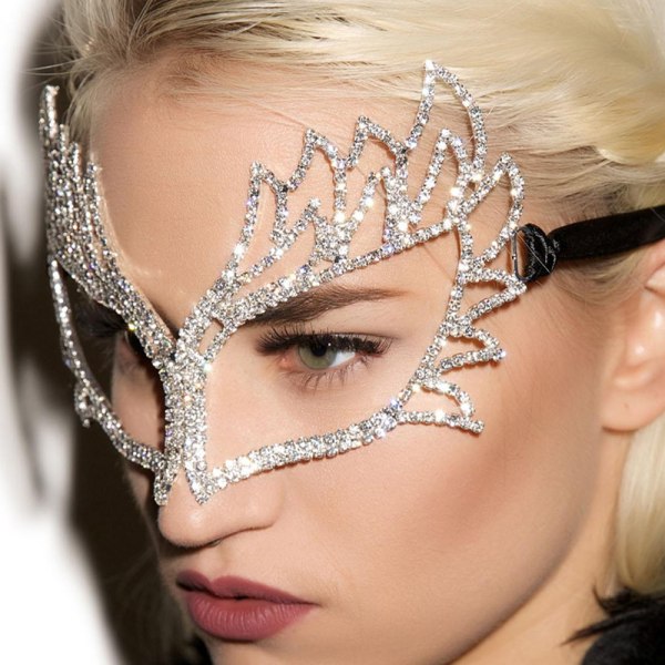 Luksustimanttimaskit Elegantti seosnaamio naamio silmämaski hopea