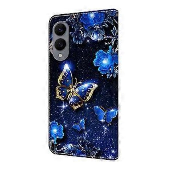 Læderetui med mønstertryk, pung og stativ til Samsung Galaxy S25 Edge Brilliant Butterfly