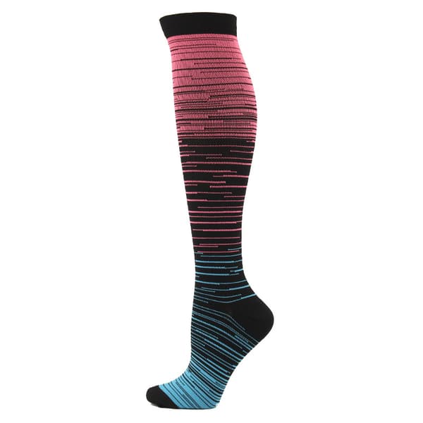 7 par stribede gradient lange sokker, sportskompression - L/XL