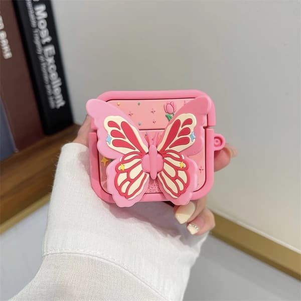 Apple Bluetooth-hörlursskyddsfodral rosa fjäril, lämplig
