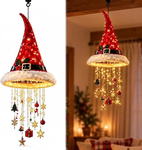 Julhattsbelysning, dekorativ hattformad ljuskrona, julbelysning, stil A A