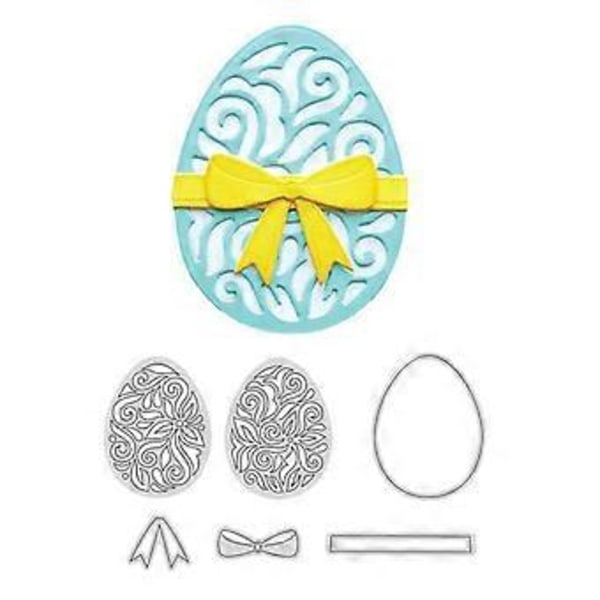 Mikrokaiverrus Pääsiäismuna Metallileikkurit Sapluuna Scrapbooking DIY Albumi Leima Tummanharmaa