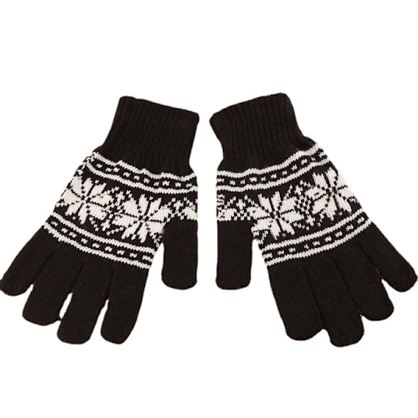 Neutrala stickade finger touch snöflingor handskar, snöflinga fem fenor
