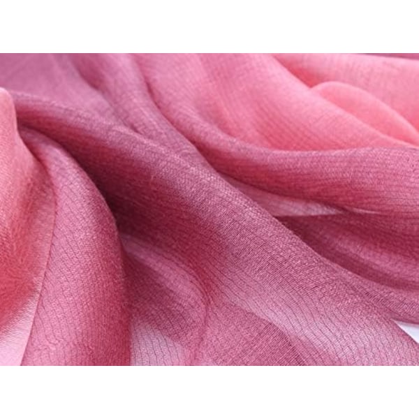 Sjal for kvinner i bomull og silke, elegant gradert farge, lett og fasjonabelt, vår- og vinterhalsduk, sjal rosa