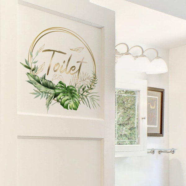 Flower logo butterfly wall stickers, circular frame bathroom door