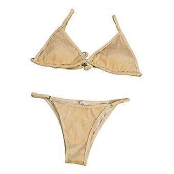 Dame Badedrakt Push Up BH Bikini Sett Strandklær (Gull S) Gold S