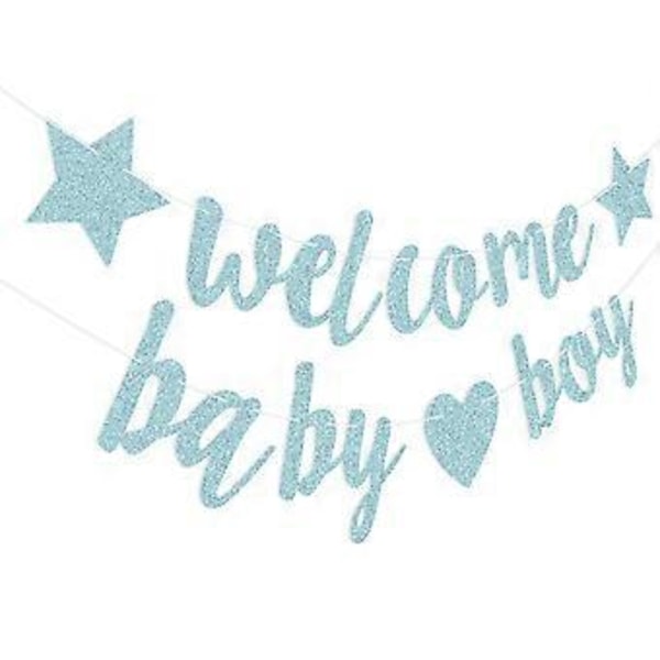 Välkommen Baby Banner Baby Shower Hängande Flagga Glitter Kön Avslöjande Party Dekoration