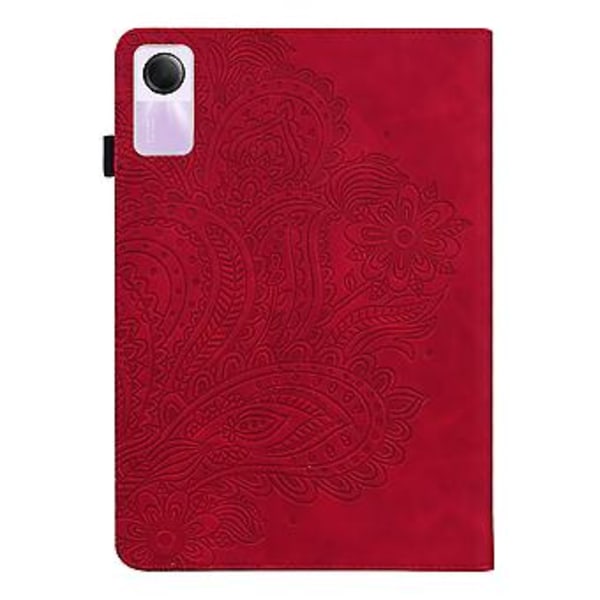 Riikinkukko-nahkainen tablettikotelo Xiaomi Redmi Pad SE:lle Red