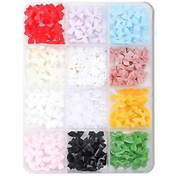12 rum blandet form neglekunst charms 3D sløjfer negle charms perler søde sløjfe neglekunst dekorationer til akrylnegle SZSP04