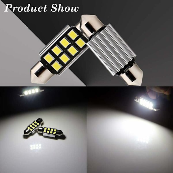 10 stk. 36MM C5W Festoon Hvid Canbus Med Chips 8-2835-SMD 6411 6413 6418 C5W LED Pærer Til Bil Indvendig Kort Dome Dør Højlighed Nummerplade Lys(DC 12V)