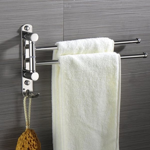 Handduksställ för badrum med 2 stänger 180° roterande handdukstorkar i SUS30