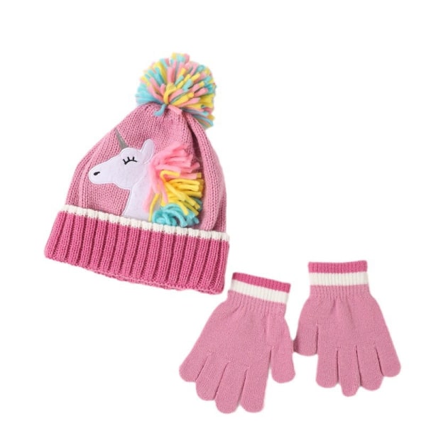 Barn och flickor Unicorn Hat Handske Set Roman Colored Unicorn