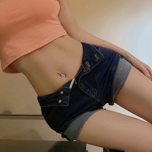 Navelpiercing med flera strass, droppform, 316L kirurgiskt stål