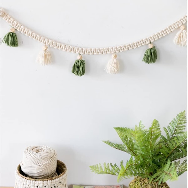 3-pack bomullsgarland i macramé för väggdekoration