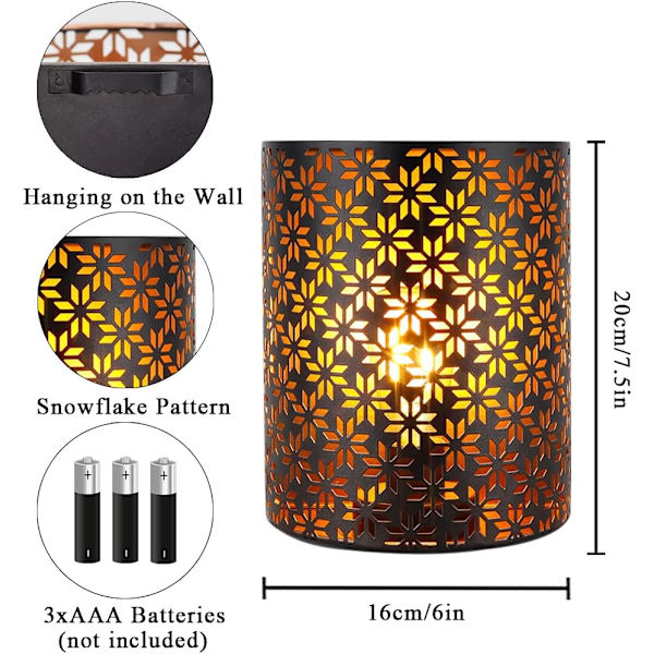 Batteridrevet lampe 20 cm H væglampe belysning metal rustik wal