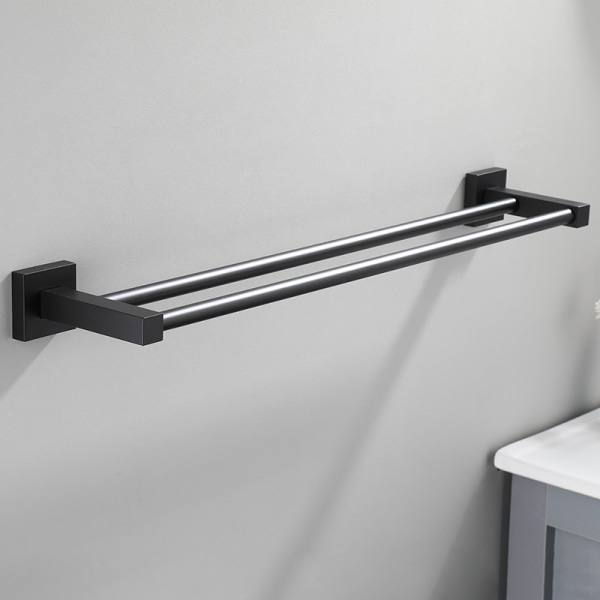 Badeværelses Håndklædeholder, Væghængt Håndklæde Stang, Sort, 50cm