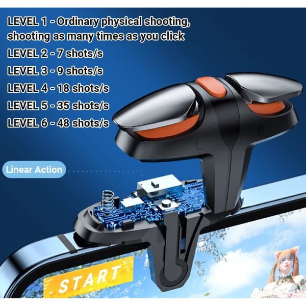 PUBG Mobile Trigger Game Controller, 5-nivåers automatisk hög frekvens