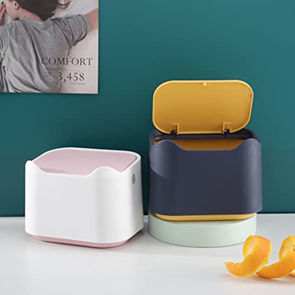 Mini plast skrivbords papperskorg för familj, vardagsrum, (gul+blå)