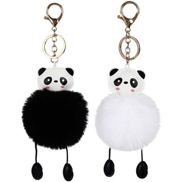 2 søde plys panda nøglering bil nøgleringe, pandaformet nøglering