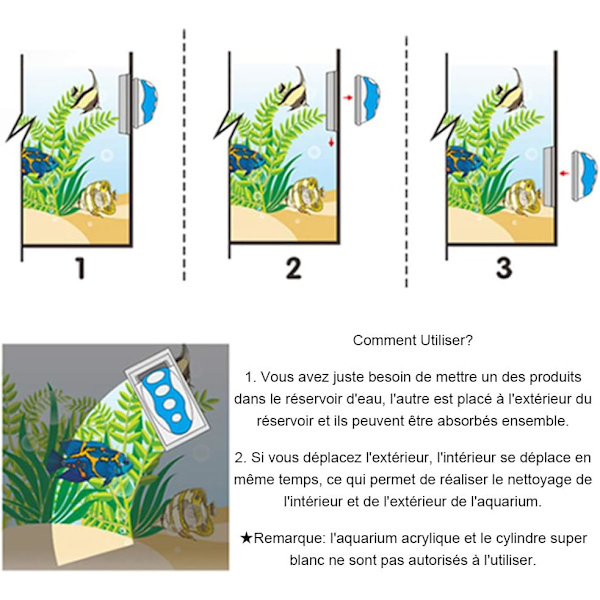 1 x Akvarierensebørste Magnetisk Glas Algefjerner