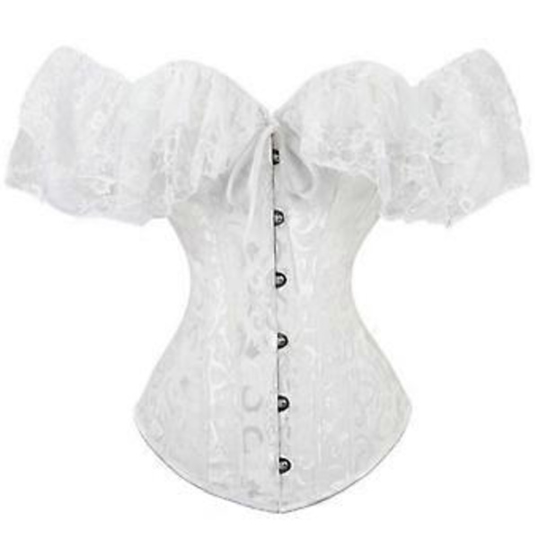 Naisten nauhakorsetti teematapahtumaan Jacquard-bustier vyötärömuotoilija Cosplay-asu Säädettävä viktoriaaninen toppi Cincher Valkoinen XXL White XXL