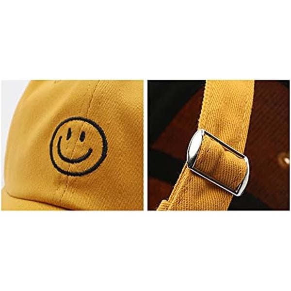 Baseball Cap til kvinder og mænd i bomuld med broderet smiley-ansigt, hat Wo