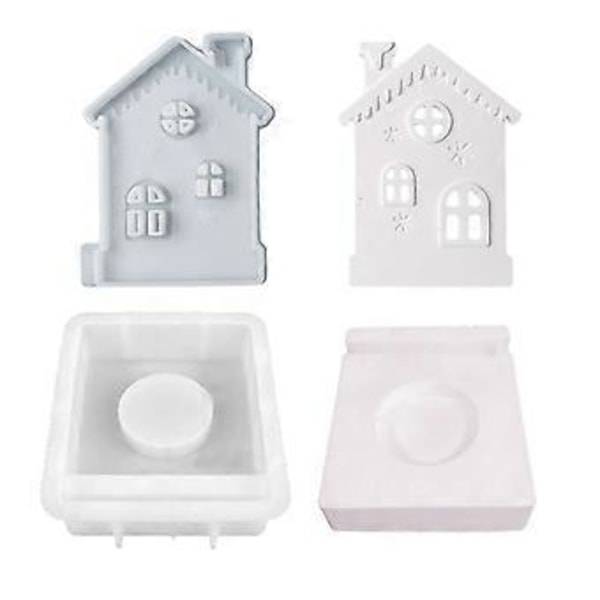 Silikonformar Betong Snöhus Ljusstakar Resinformar Slott Hus Ljushållare Formar DIY Gjutform 3 Style B 3