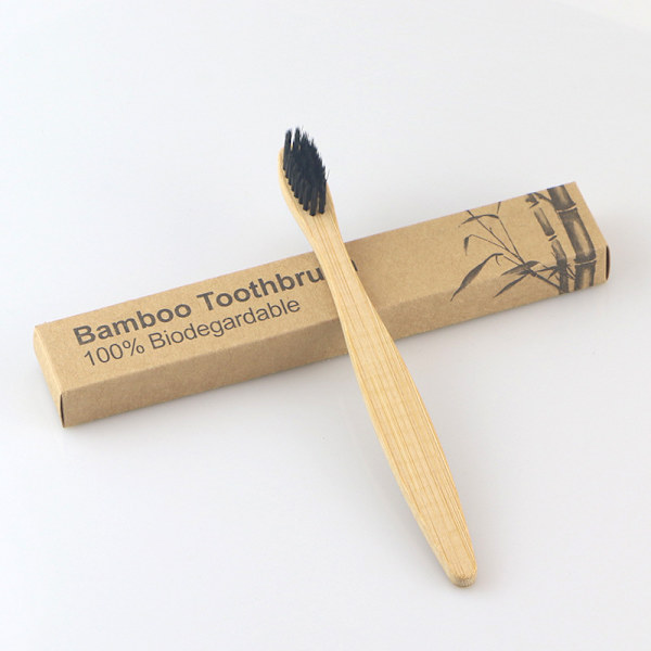 3-pack bambu-tandborste, bekväm mjuk tandborste, naturlig